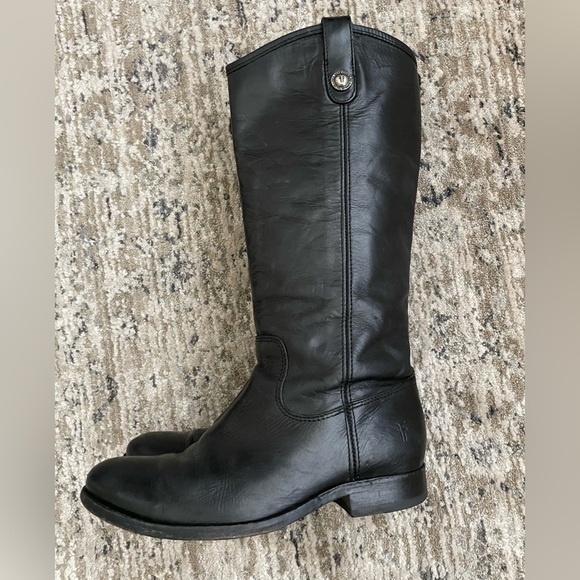Frye Shoes - Frye Black Leather Tall Equestrian Riding Boot Size 7 B Black Western Pull On